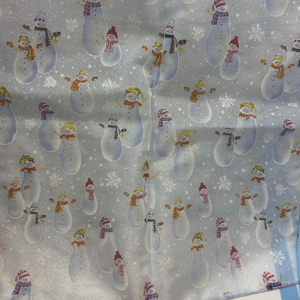Handmade Christmas Snowman Tabard Apron Bl Glitter Holiday Smock Side Tie Pocket - Picture 6 of 9